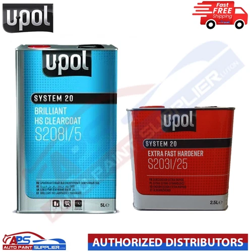 UPOL BRILLIANT HS CLEARCOAT S2081/5 5L - WITH S2031 EXTRA FAST HARDENER 7.5L KIT