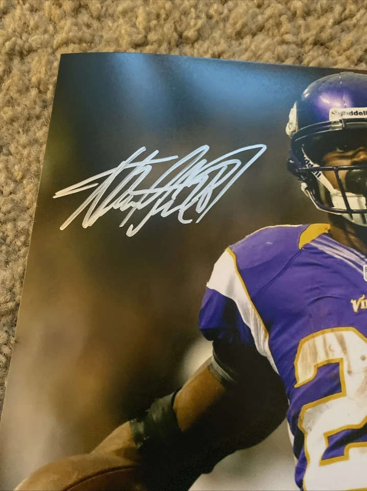 Foto autografiada por Adrian Peterson Legend Vikings 8x10 Beckett certificado de autenticidad BAS Foto 2 de 3