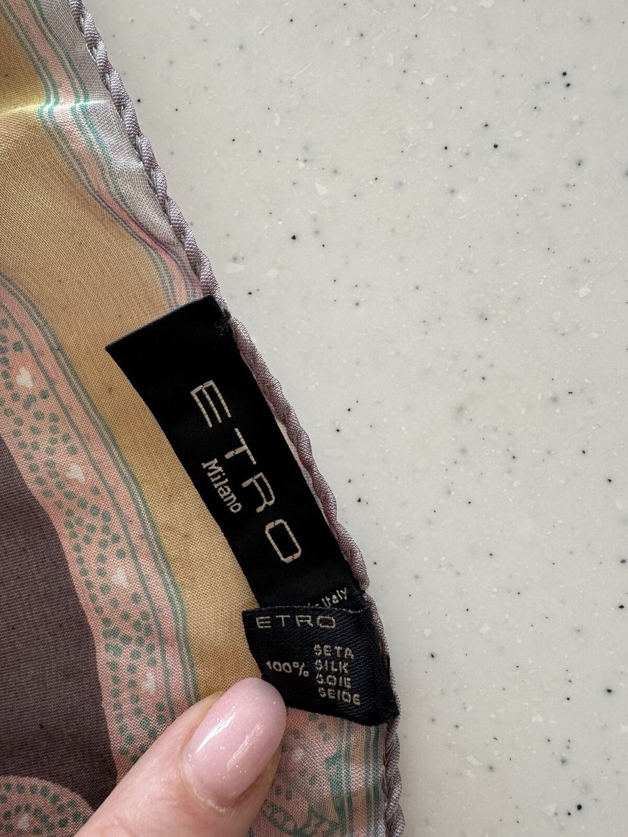 ETRO 25SS マフラー ピンク系 Made In Italy Vintage ETRO Made in Italy 100% silk scarf pastel pink