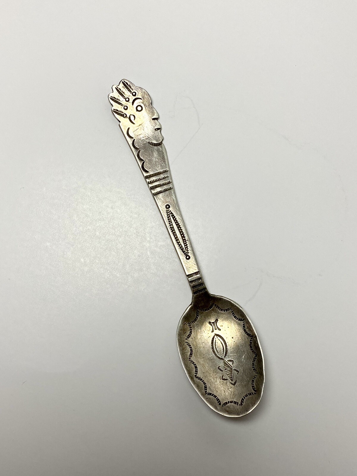 Vintage Fred Harvey Native American Silver Spoon Indian Chief Head eBay