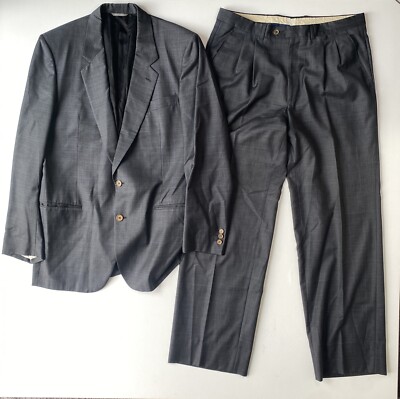 Saks Fifth Avenue Passport Loro Piano Suit Wool Grey Made In Italy 42 Drop Fit