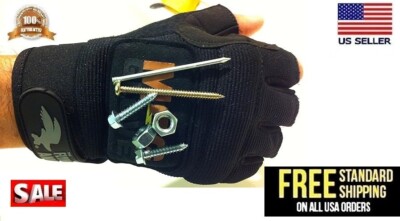 Magnetic Fingerless Professional Work Gloves Nails & Screws Holding  SIZE-XL BLK