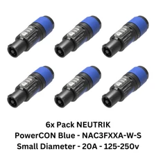 6x Pack NEUTRIK PowerCON NAC3FXXA-W-S Input 3 Conductor 6-12mm NAC3FCA Blue