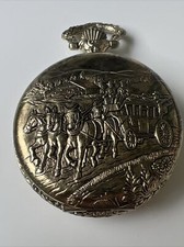 Mechanische  Pferdekutsche Motive  Taschenuhr Pocket Watch  7-4