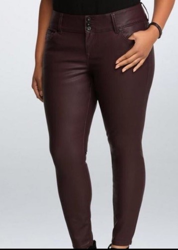 TORRID PREMIUM FAUX LEATHER JEGGING - OXBLOOD MAROON SZ 16 - Picture 2 of 3