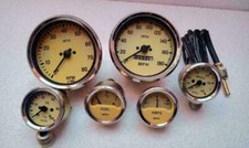 Smiths 100mm Tacho + Drehzahlmesser + 52mm Temp + Öl + Kraftstoff + Ampere Ga...