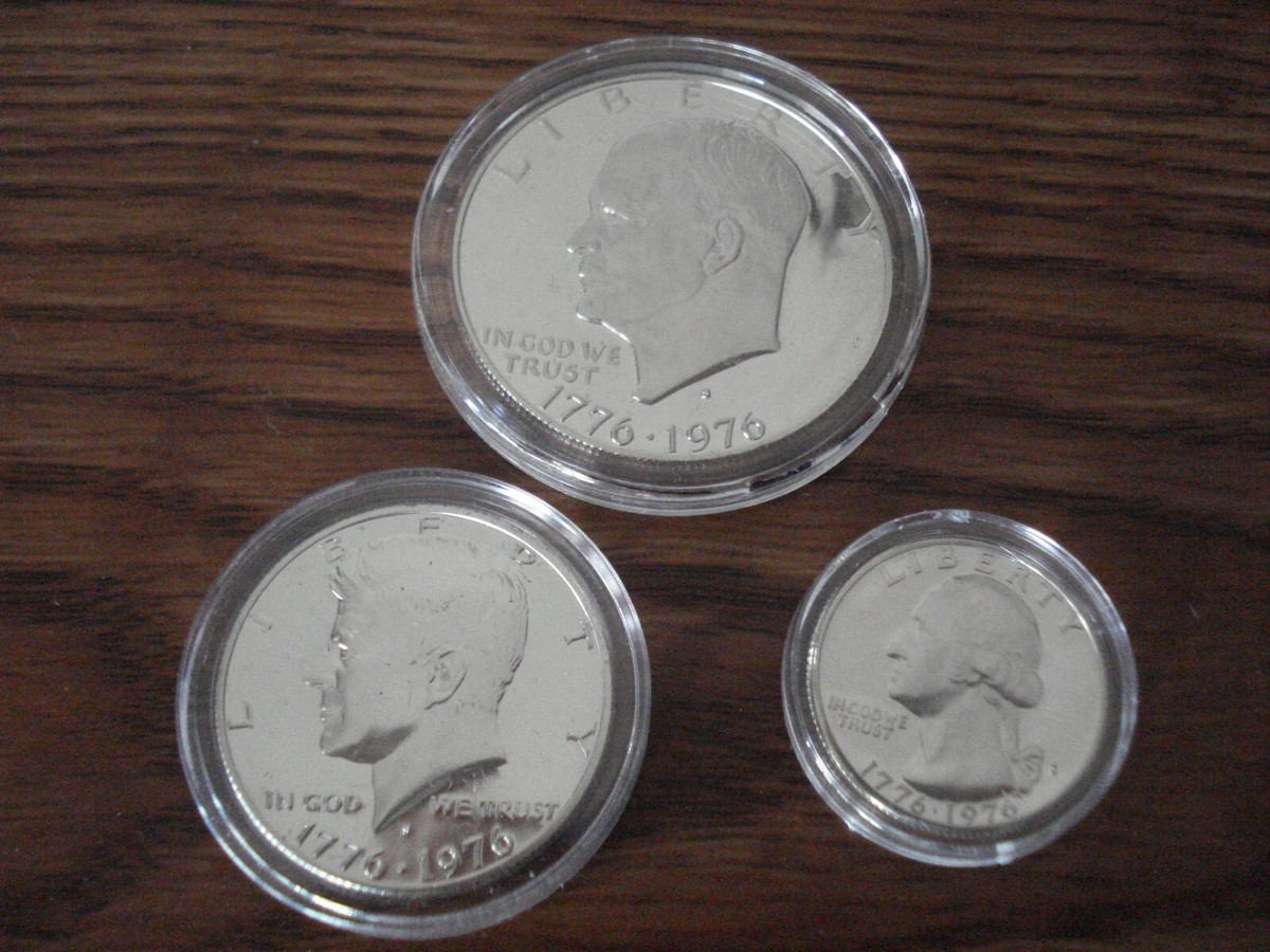アメリカ合衆国バイセンテニアル3枚セット BU PROOF 3 COIN BICENTENNIAL SET, 40% SILVER IN AIRTIGHT HOLDERS I