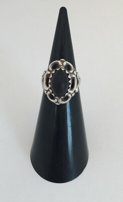 Bague Argent Sterling Années 70/80 - Cabochon Fonte De Verre, Taille 53