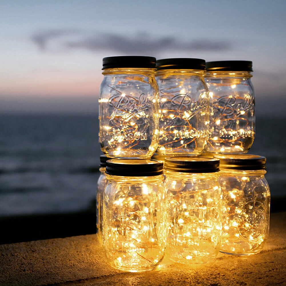 LED Solar Fairy Mason Jar Light Party Wedding Garden Decor (Warm Light ...