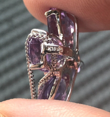 K18WG 4.57ct Amethysts 0.03ct Diamond White Gold Necklace JAPAN