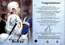 1995-96 Be A Player Autographs #S6 Basil McRae - NM-MT