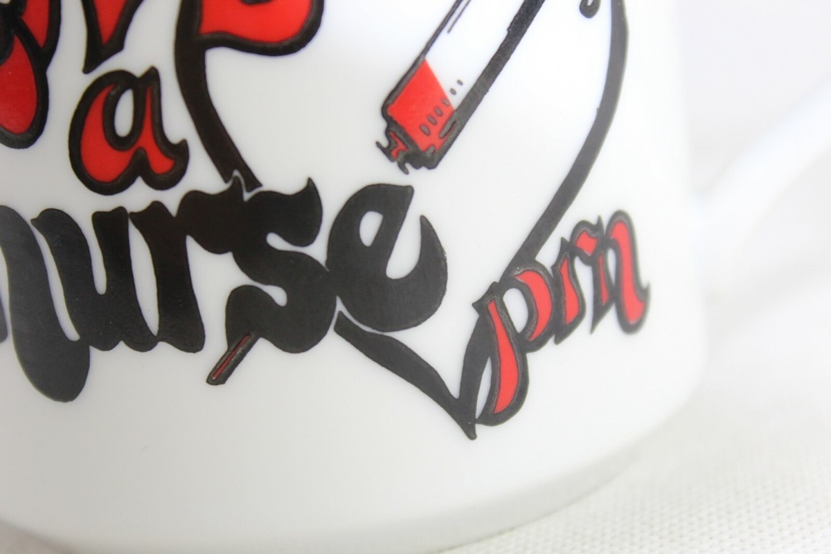 Love a Nurse PRN Vintage Coffee Mug Heart Design Gold Trim Cup