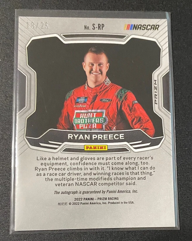 RYAN PREECE AUTOGRAPH x/25 HYPER BLUE PRIZM NASCAR - Image 2 of 2