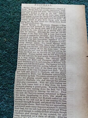 Sa15 Ephemera 1899 Fußballbericht Bacup v Scout und Whitewellbottom