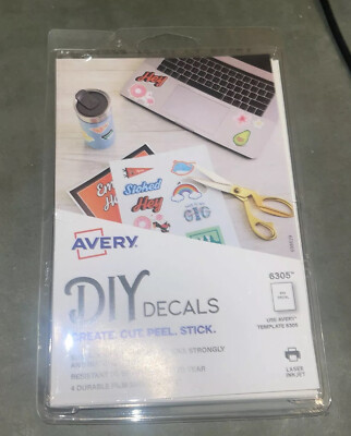 Avery DIY Decals Create-Cut-Peel-Stick. New In Pack. 4 Sheets Per Pack. Printer