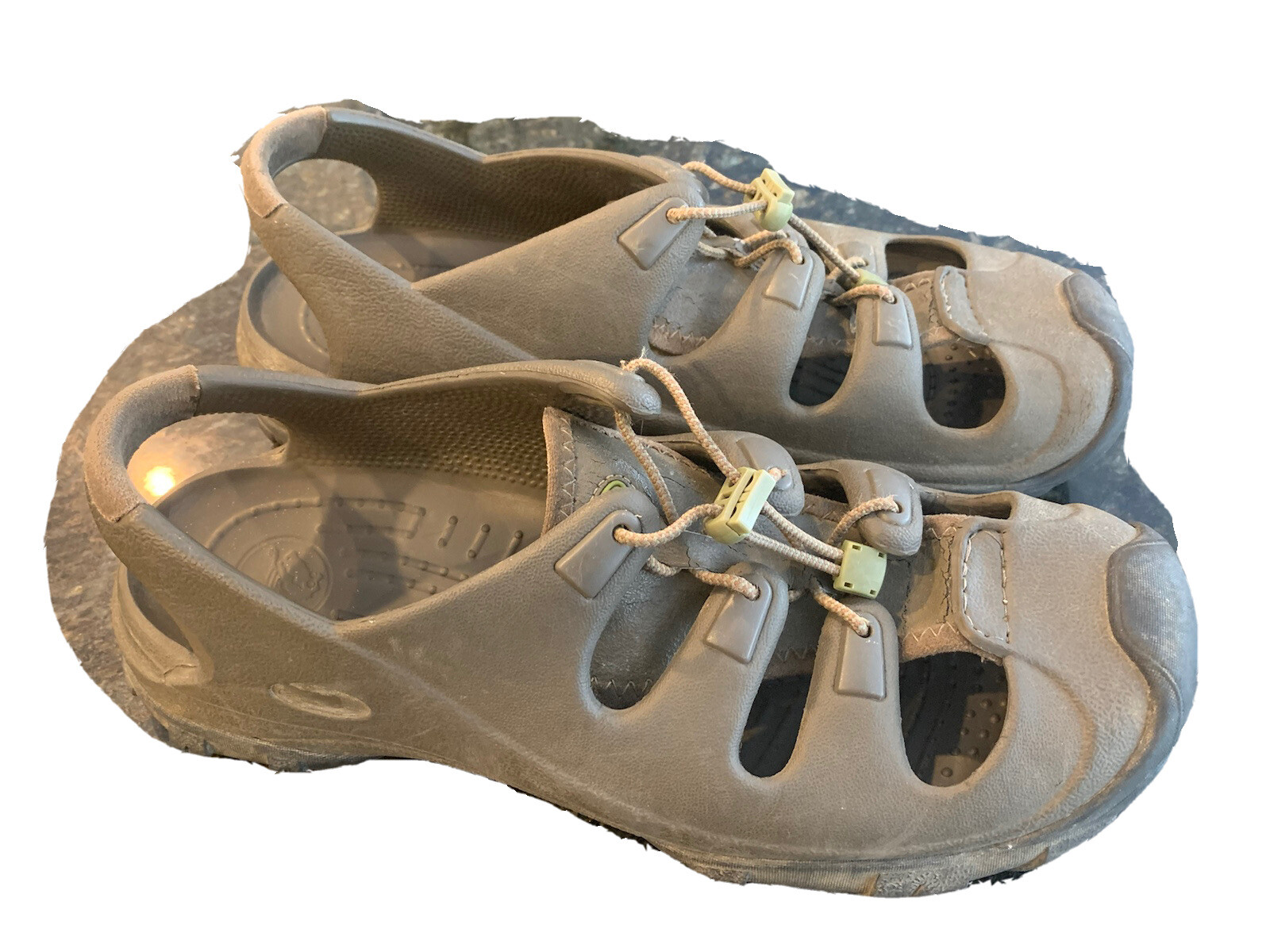 CROCS Slip-On Gray Clogs Adjustable Sandals for Men Size 11M Comfort Fit-image