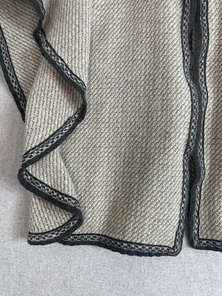 Poncho grueso tejido de lana capa talla única gris tostado inglés campo academia Foto 3 de 4