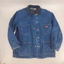 Vintage Dickies Mens Blue Denim Blanket Lined Chore Work Jacket 90's Size 44