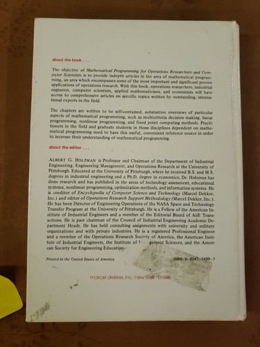Holzman Mathematical Programming for Operations Researchers and Computer... - Photo 3/3