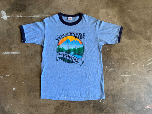 70s - 80s VINTAGE YELLOWSTONE NATIONAL PARK WYOMING RINGER T-SHIRT MEN SZ L - Picture 2 of 11