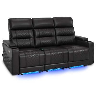 Lovupet 3 Seats Power Recliner Loveseat Sofa with Adjustable Headrests HTS564