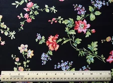 By the 1/4 yard 100% cotton Waverly Fabrics Onyx Floral vines flowers blooms