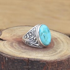 Mohave Turquoise Stone Ring, 925 Sterling Silver Ring Jewelry, Bohemian Ring