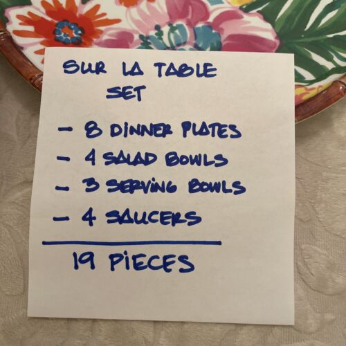 Sur La Table Bamboo edge Floreale (19) Pieces EUC free ship - Picture 2 of 14