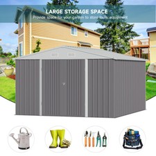 Metal Garden Shed 10X10FT 10X12FT Outdoor Storage House Lockable Bike Log Sheds