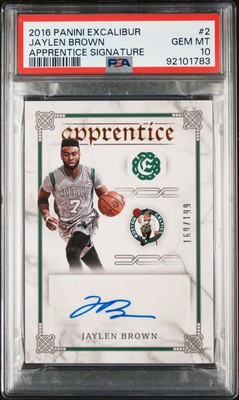 JAYLEN BROWN 2016 PANINI EXCALIBUR APPRENTICE RC AUTO PSA GEM MT 