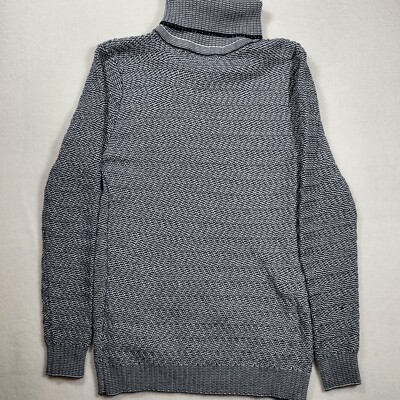 Cortigiani Turtleneck Sweater Kids 13/14Y Blue White Hounds Tooth Style 