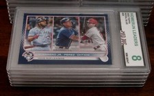 OHTANI-VLADIMIR****2022 TOPPS----ROYAL BLUE---Mint 8---JAYS-ANGELS---MAD DOG