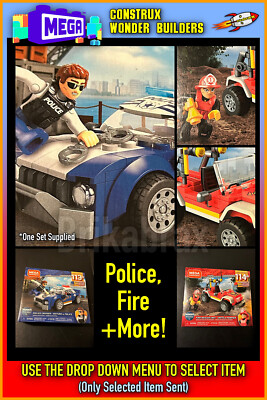 Mattel Mega Construx Wonder Builders Bausets Polizei / Feuerwehr (Artikel auswählen)