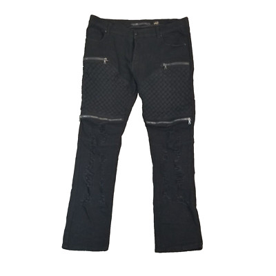 Cote De Nuits 40x36 Skinny straight black denim pants button fly punk goth