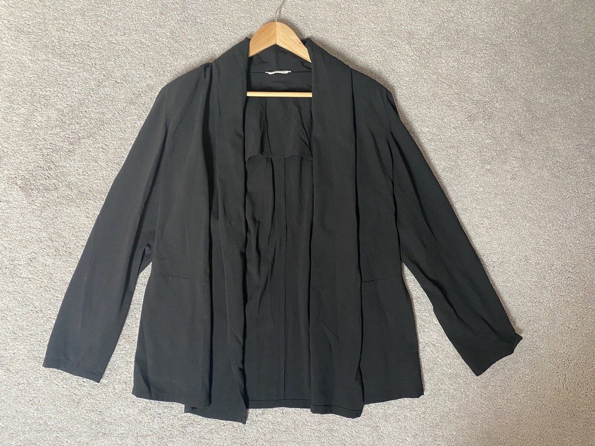 MAX MARA Blazer Jacket Black size US Wool Blend Oversized Relaxed Open  Front
