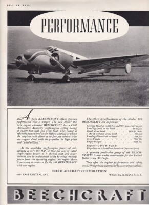 1939 Beechcraft 18S Aircraft ad 11/8/2022x