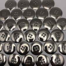 Silver Tone Metal Slightly Rounded Round 2-Hole Buttons 30mm Lot of 6  60 D815