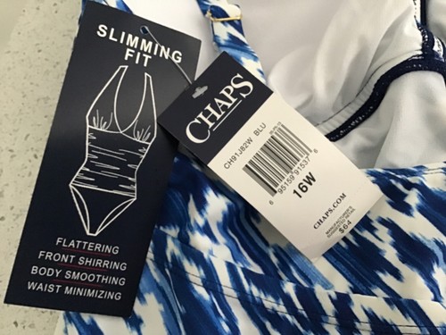Chaps Women's Blue/White Slimming Fit Swim Bathing Suit Top 16W NWT - Picture 5 of 5
