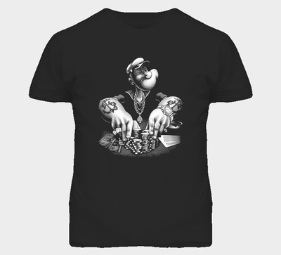 Popeye Bling Playing Poker T Shirt - Main Image