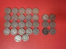 Lot Of (28) Buffalo Nickel Coins 6 Readable Dates 22 Unreadable.