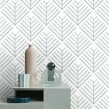 Peel and Stick Wallpaper Modern Boho Contact Paper Green and White Geometric