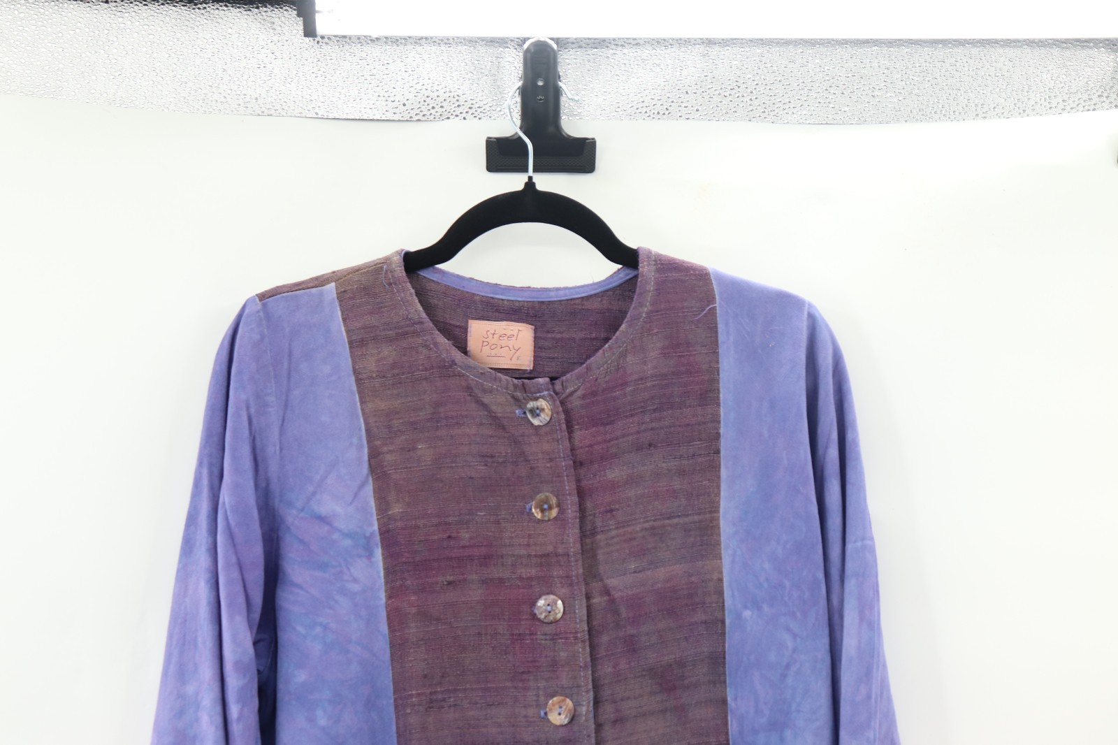 Top tunica vintage acciaio pony viola blu