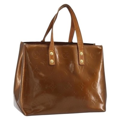 LOUIS VUITTON Monogram Vernis Reade PM Hand Bag Bronze M91146 LV Auth gh1803