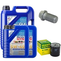 MotoröL Filter Set 5W-40 Liqui Moly 7 Liter + Schraube FüR Fiat Ducato 2.0 JTD