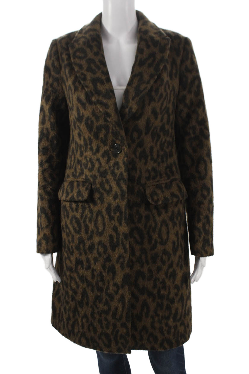 Boden Womens Overcoat Brown Animal Print Button Long Sleeve Size 4Free Shipping in US $100+ Orders | $6.95 Orders Below