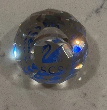 SCS Swarovski Crystal Blue Swan Small Paperweight/Display Piece Retired