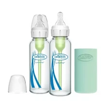 8oz Anti-Colic Options+ Narrow Glass Baby Bottle with Level 1 Slow Flow Nipple