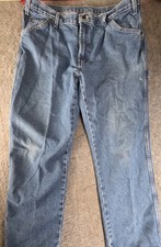 Dickies Relaxed Fit Carpenter Jeans Work Pants Utility Sz 38 X 30 Distressed