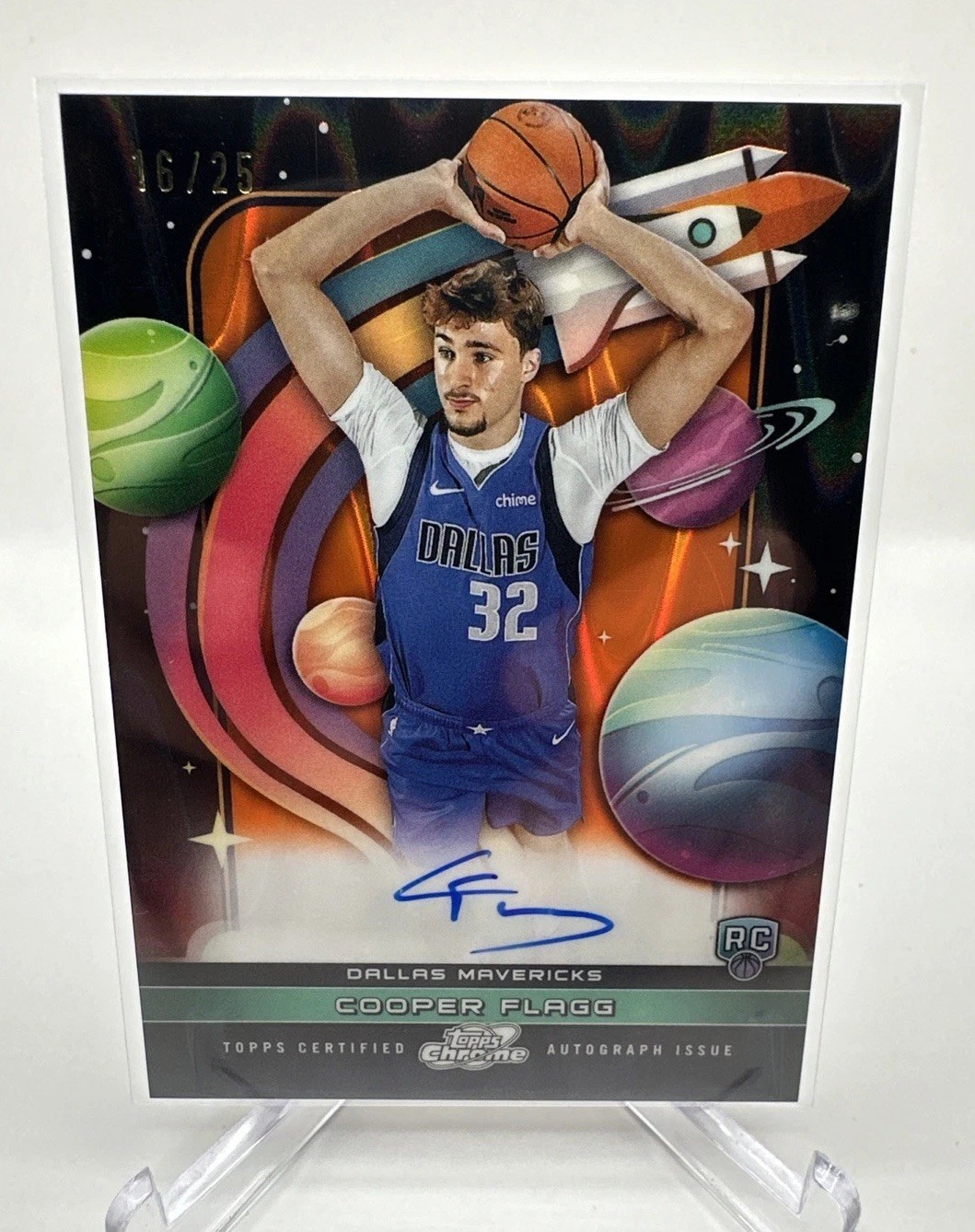 2025-26 Topps Cosmic Chrome Basketball Cooper Flagg First Flight Orange Auto /25