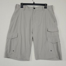 Iron Co Cargo Shorts Men's Sz 32 Khaki Hiking Outdoor Stretch Utility Breathable